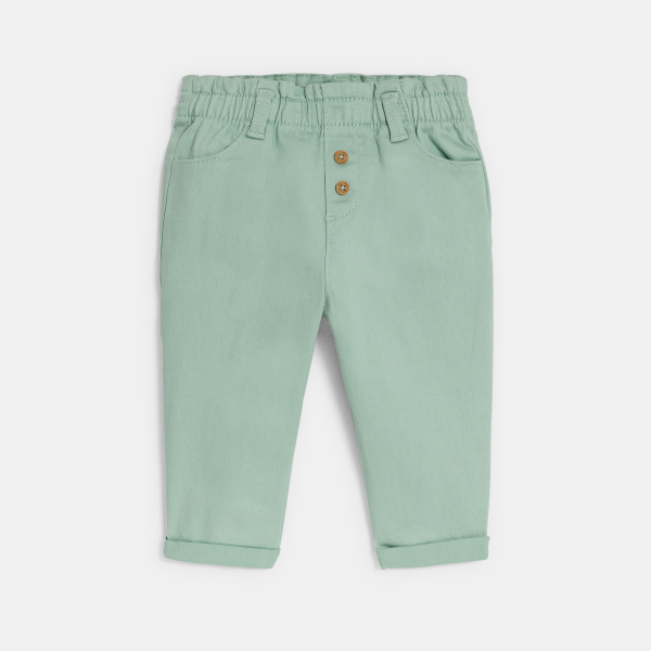 بنطال بخصر عالٍ، باللون الأخضر للفتيات الصغيرات